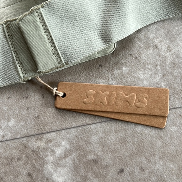 Skims Cotton Ribbed Plunge Bralette-Size L-Mineral - Picture 3 of 4